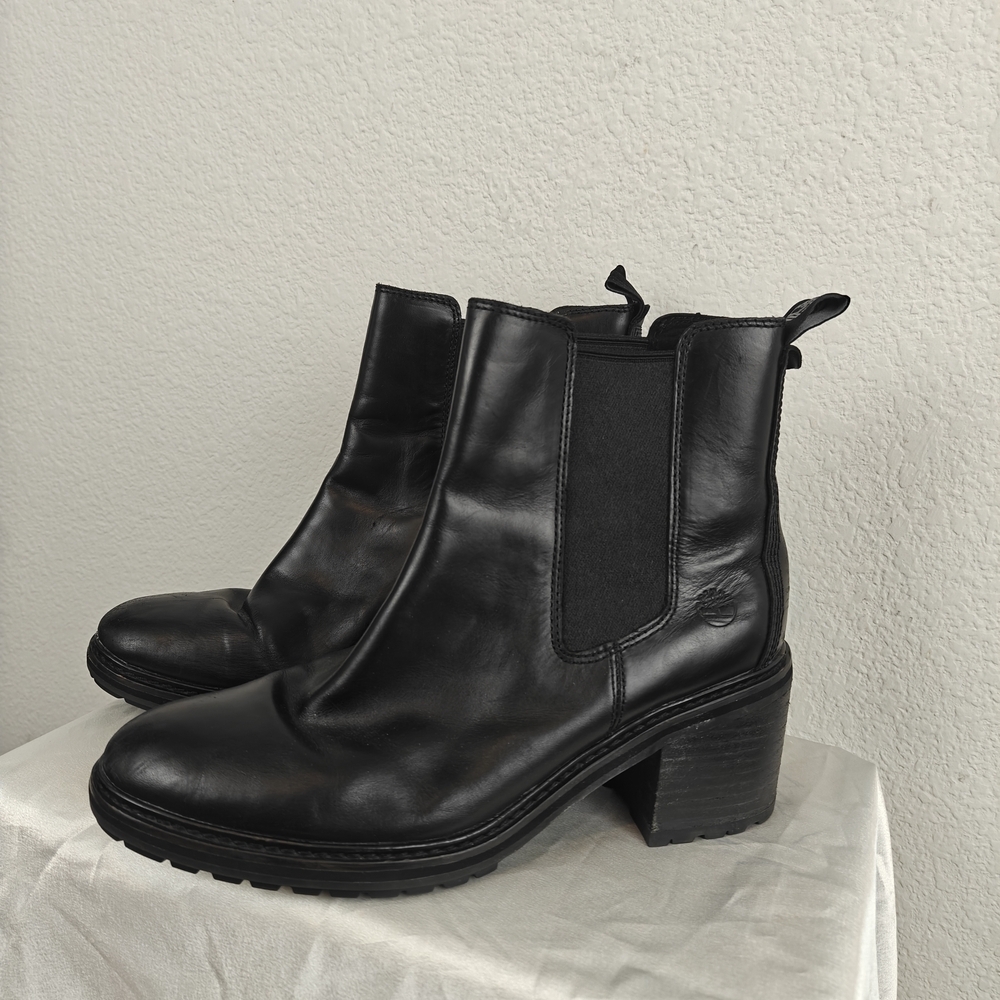 Timberland Sienna High Chelsea Pull On Boot in Black Leather Sz 9 Women's - Picture 4 of 16